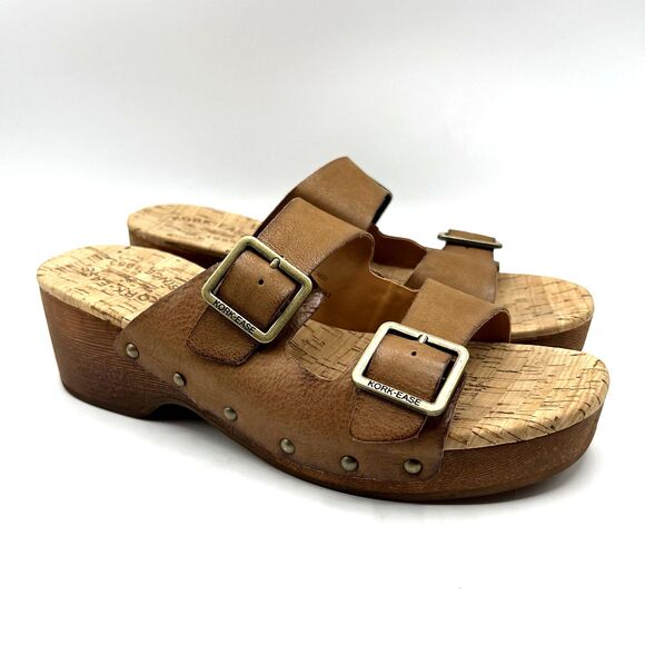 Kork Ease Womens Size 10M Saffron Leather Open Toe Slide Sandals Platform Wedge - Picture 13 of 13